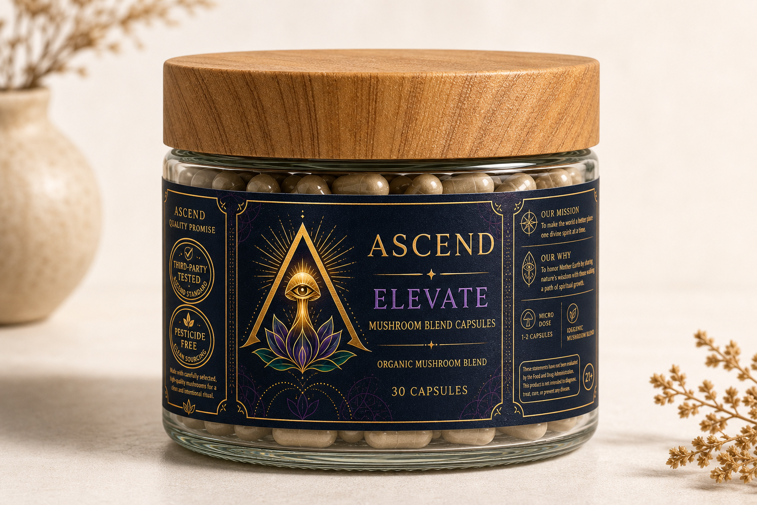 ASCEND Reishi Cordyceps Capsules 30-count jar placeholder